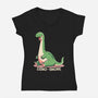 Dino-snore-Womens-V-Neck-Tee-fanfreak1