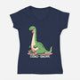 Dino-snore-Womens-V-Neck-Tee-fanfreak1