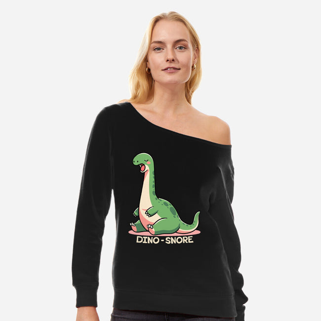 Dino-snore-Womens-Off Shoulder-Sweatshirt-fanfreak1