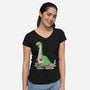 Dino-snore-Womens-V-Neck-Tee-fanfreak1