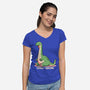 Dino-snore-Womens-V-Neck-Tee-fanfreak1