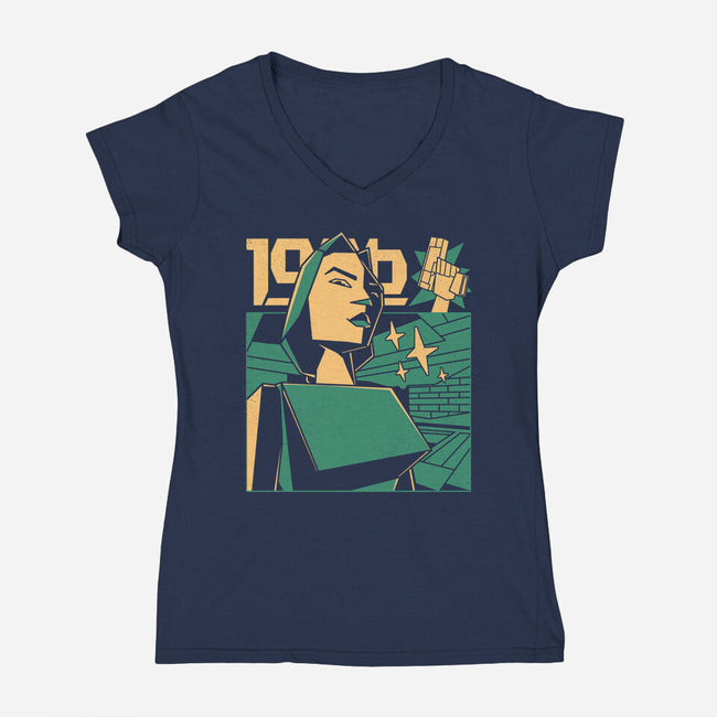 Polygonal Archeologist-Womens-V-Neck-Tee-estudiofitas