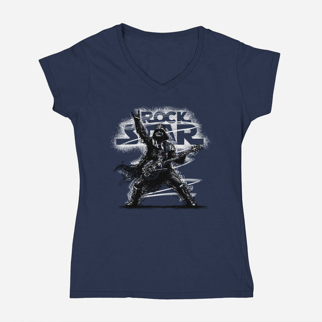 Rock Star Vader-Womens-V-Neck-Tee-alnavasord