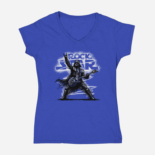 Rock Star Vader-Womens-V-Neck-Tee-alnavasord