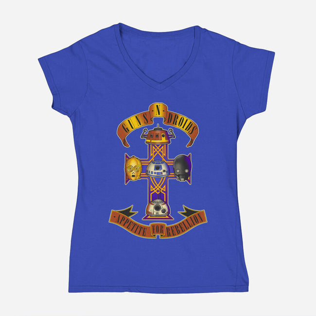 Guns N Droids-Womens-V-Neck-Tee-retrodivision