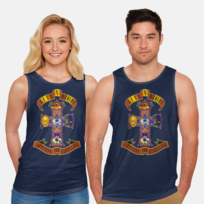 Guns N Droids-Unisex-Basic-Tank-retrodivision