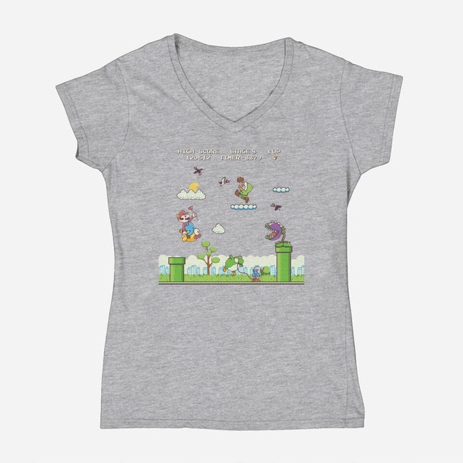 Gaming World-Womens-V-Neck-Tee-Xentee