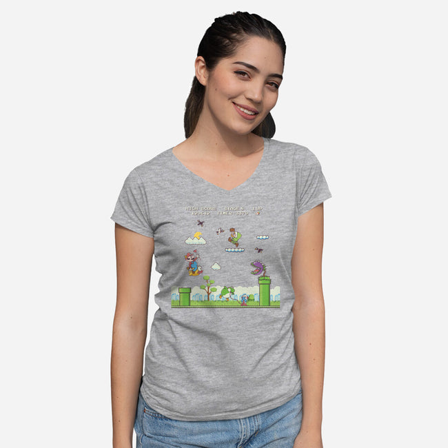 Gaming World-Womens-V-Neck-Tee-Xentee