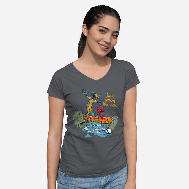 Just Good Friends-Womens-V-Neck-Tee-Gleydson Barboza