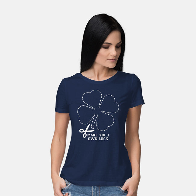 Make Your Own Luck-Womens-Basic-Tee-rocketman_art