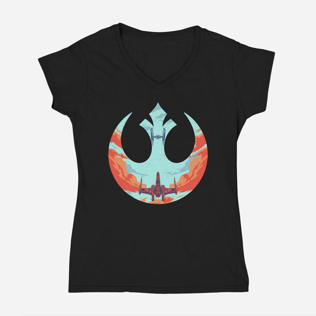 Rebel Fighter-Womens-V-Neck-Tee-RamenBoy