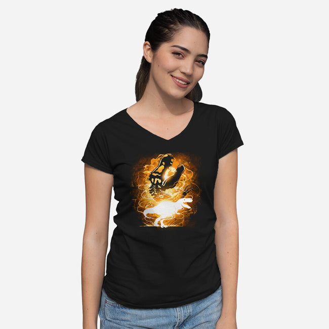 T-Rex Fossil-Womens-V-Neck-Tee-Vallina84