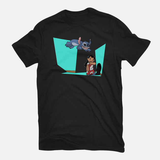 Alien And Girl-Womens-Fitted-Tee-zascanauta