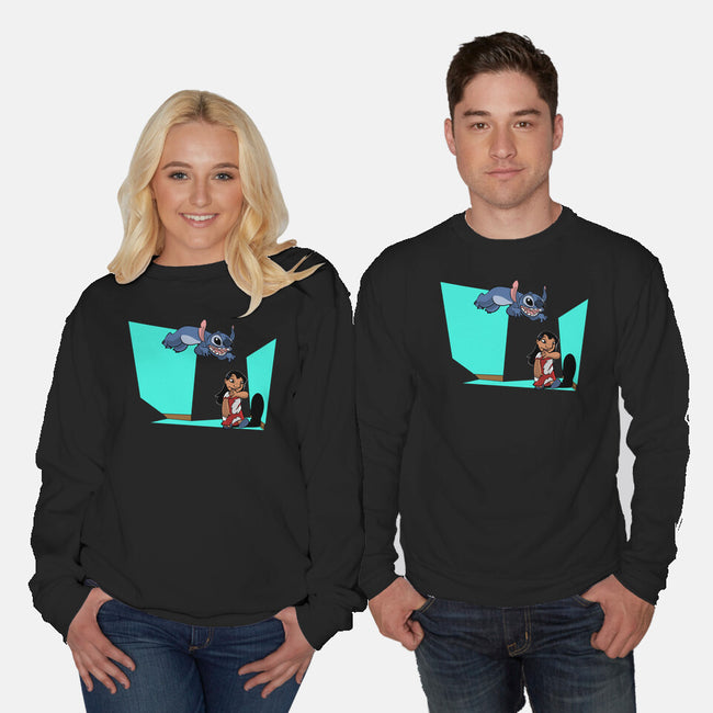 Alien And Girl-Unisex-Crew Neck-Sweatshirt-zascanauta