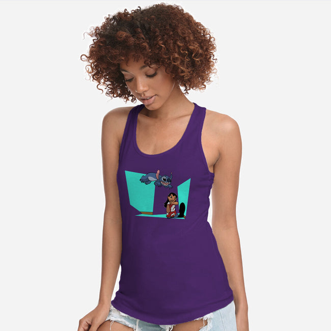 Alien And Girl-Womens-Racerback-Tank-zascanauta