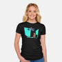 Alien And Girl-Womens-Fitted-Tee-zascanauta