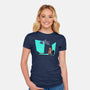 Alien And Girl-Womens-Fitted-Tee-zascanauta