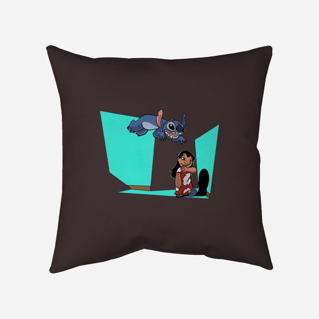 Alien And Girl-None-Removable Cover-Throw Pillow-zascanauta