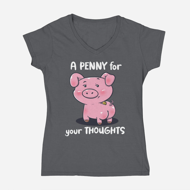 One Penny-Womens-V-Neck-Tee-Freecheese