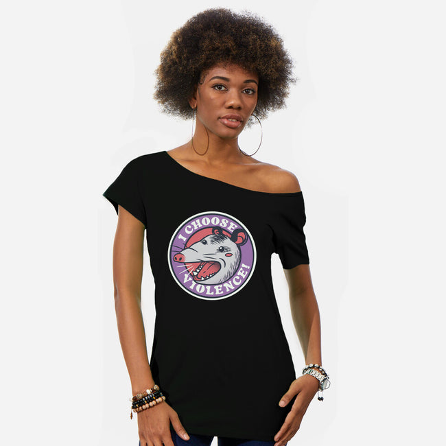 I Choose Violence Opossum-Womens-Off Shoulder-Tee-tobefonseca