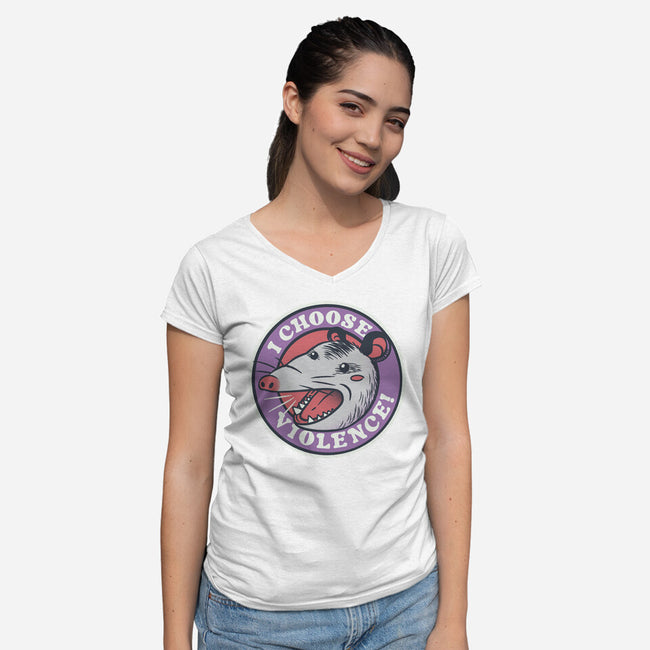 I Choose Violence Opossum-Womens-V-Neck-Tee-tobefonseca