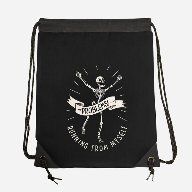 Running From Myself Skeleton-None-Drawstring-Bag-tobefonseca