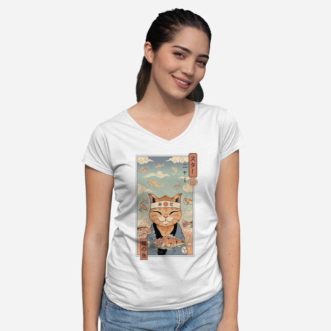 Koi Dreamer-Womens-V-Neck-Tee-vp021