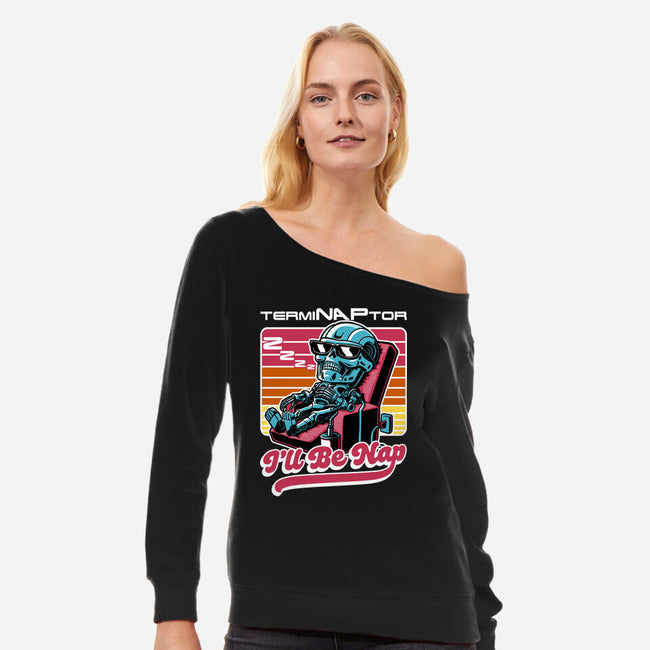 Cyborg Robot Nap-Womens-Off Shoulder-Sweatshirt-Studio Mootant