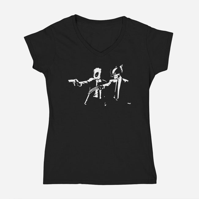 Fight Fiction-Womens-V-Neck-Tee-turborat14