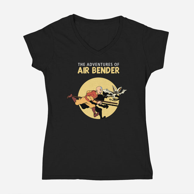 The Adventures Of Air Bender-Womens-V-Neck-Tee-joerawks