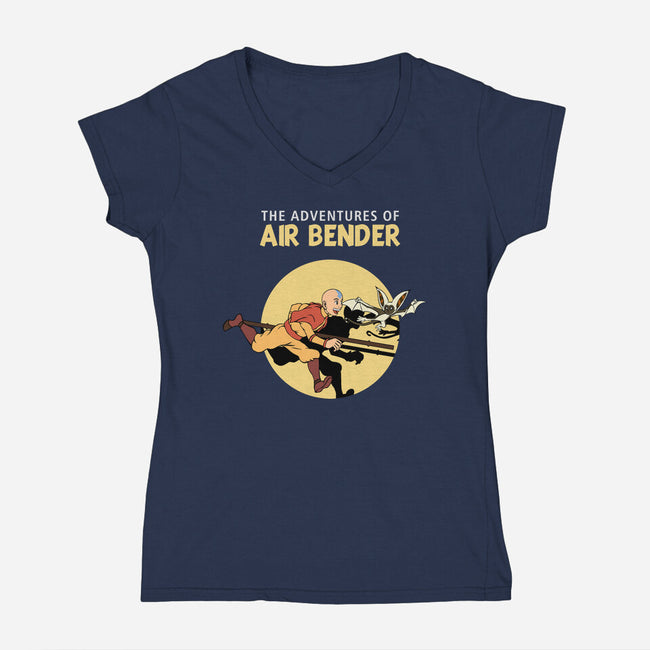 The Adventures Of Air Bender-Womens-V-Neck-Tee-joerawks