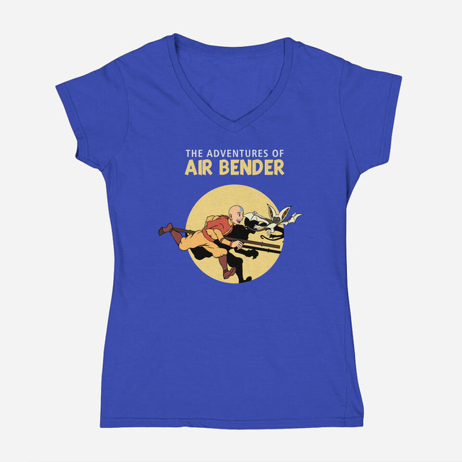 The Adventures Of Air Bender-Womens-V-Neck-Tee-joerawks