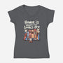 Home Is Where The Books Are-Womens-V-Neck-Tee-NemiMakeit