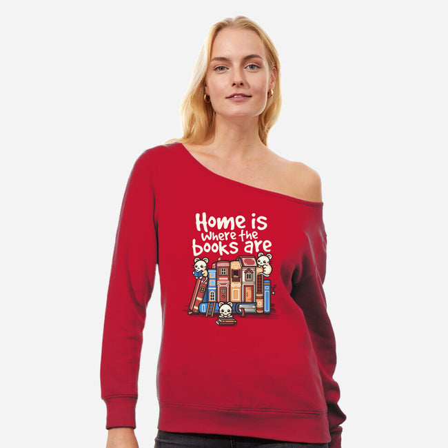 Home Is Where The Books Are-Womens-Off Shoulder-Sweatshirt-NemiMakeit