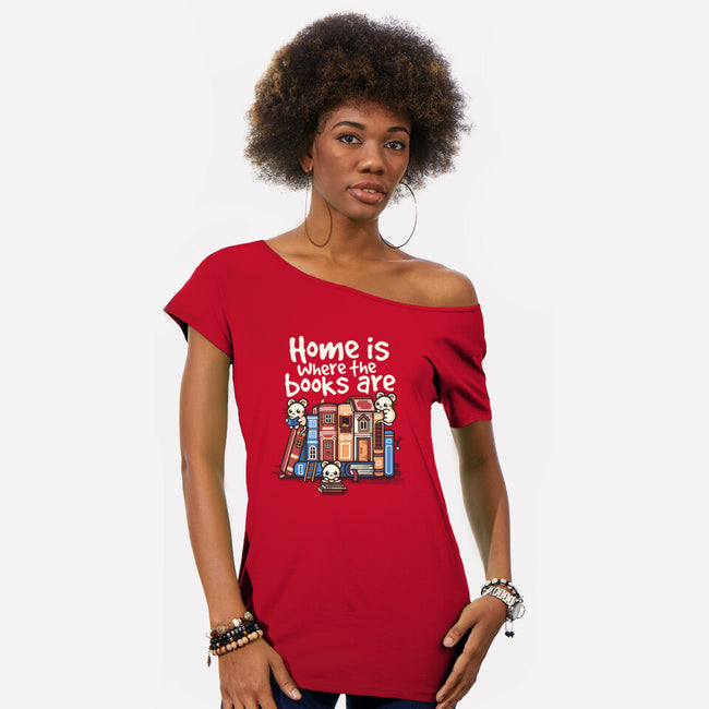 Home Is Where The Books Are-Womens-Off Shoulder-Tee-NemiMakeit