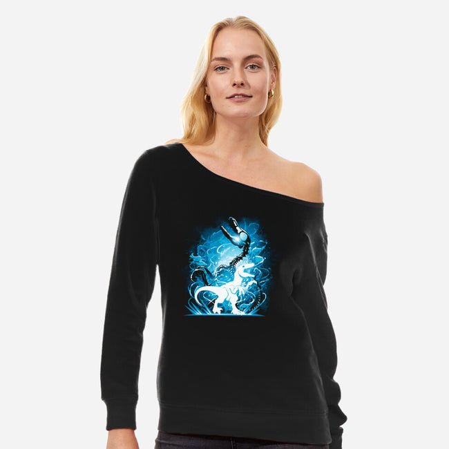 Raptor Fossil-Womens-Off Shoulder-Sweatshirt-Vallina84