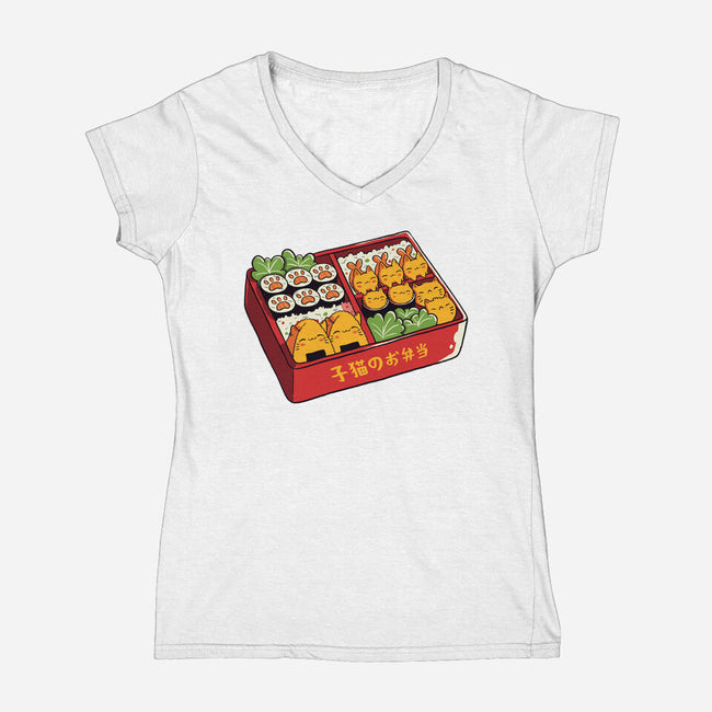 Purrfect Bento Kawaii Cats-Womens-V-Neck-Tee-tobefonseca