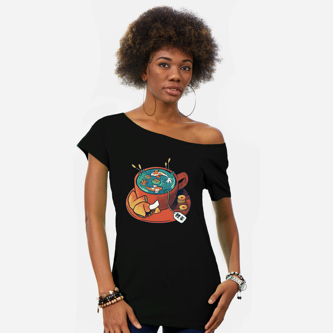 Koi Tea Zen Break-Womens-Off Shoulder-Tee-tobefonseca