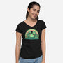 Lucky Little Frog-Womens-V-Neck-Tee-TechraNova