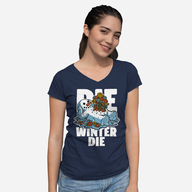 Snowman Spring-Womens-V-Neck-Tee-Studio Mootant