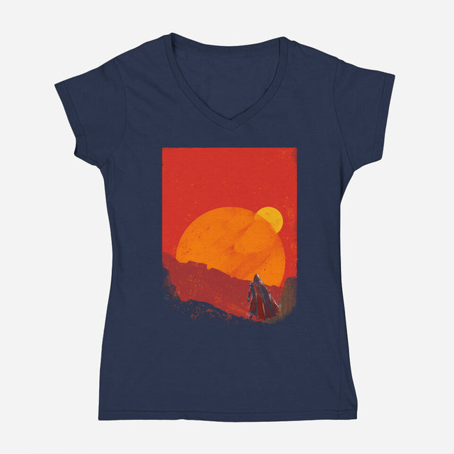 The Spice Hunter-Womens-V-Neck-Tee-kharmazero