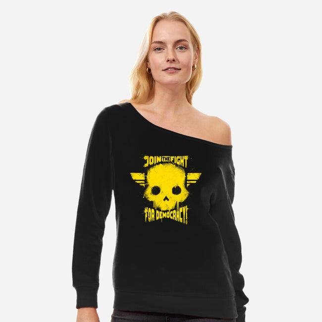 Join The Fight Democracy-Womens-Off Shoulder-Sweatshirt-rocketman_art