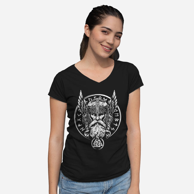 God Of War And Wisdom-Womens-V-Neck-Tee-DrMonekers