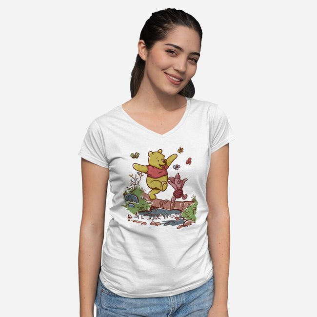 A Stroll In The Woods-Womens-V-Neck-Tee-Xentee