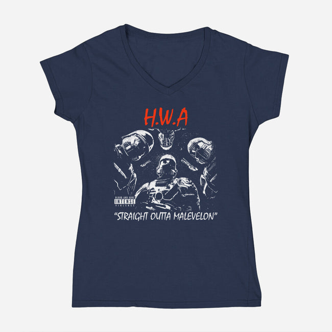 HWA Straight Outta Malevelon-Womens-V-Neck-Tee-rocketman_art