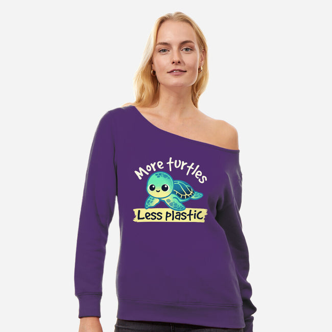 More Turtles Less Plastic-Womens-Off Shoulder-Sweatshirt-NemiMakeit