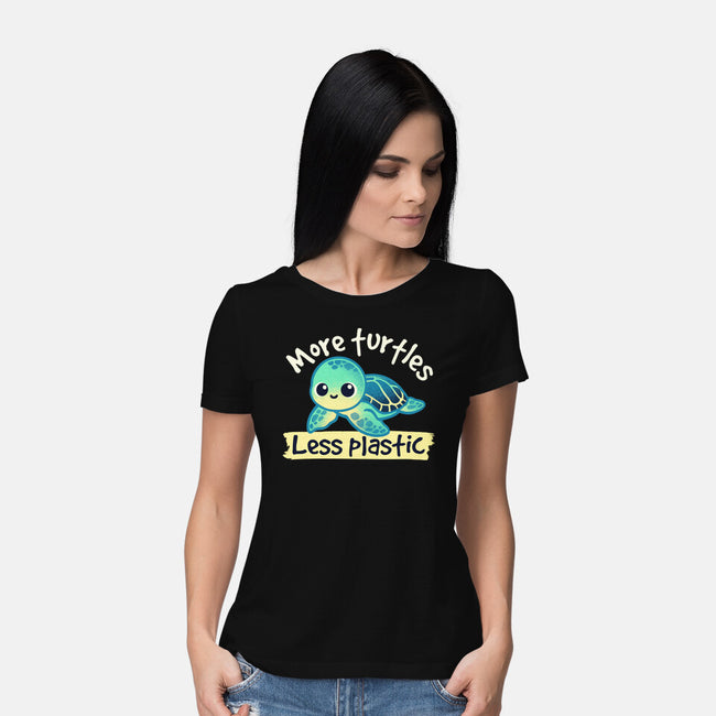 More Turtles Less Plastic-Womens-Basic-Tee-NemiMakeit