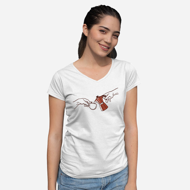 The Creation Of Coffee-Womens-V-Neck-Tee-tobefonseca