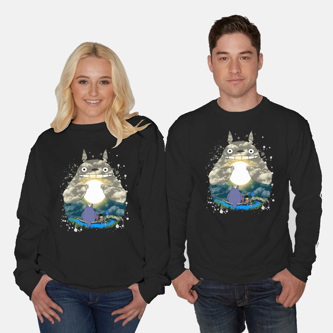 Totoro Moonlight-Unisex-Crew Neck-Sweatshirt-JamesQJO