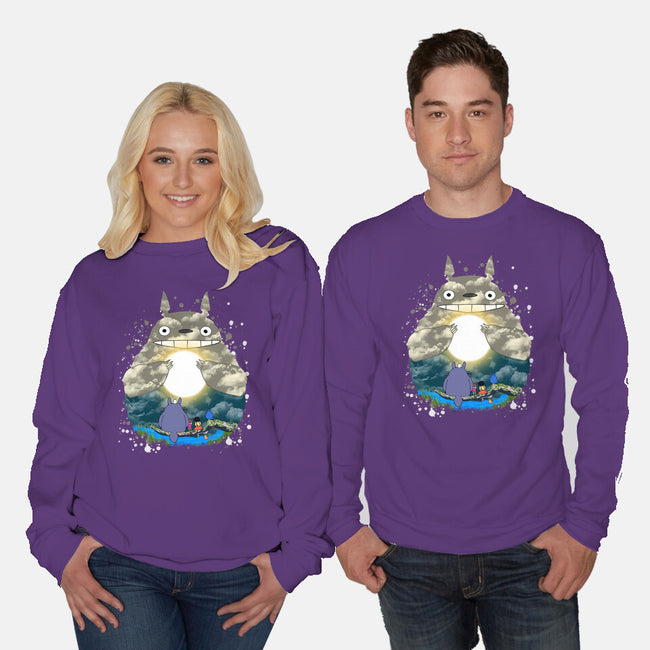 Totoro Moonlight-Unisex-Crew Neck-Sweatshirt-JamesQJO